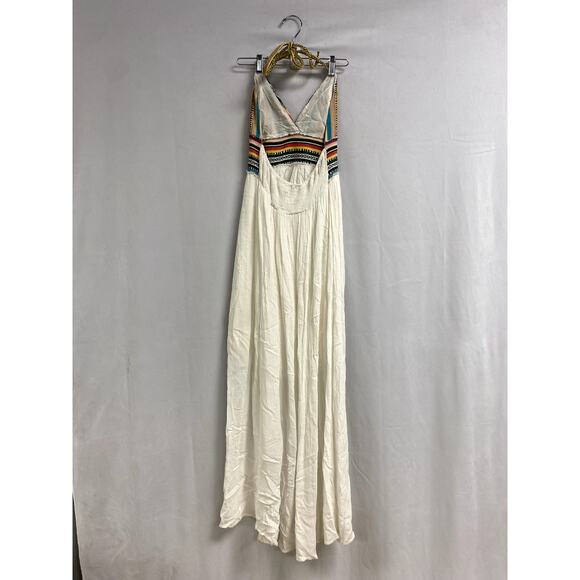 ELAN Tropical Halter Maxi Sundress Cover Up Boho Breeze Resort White Women's S - Picture 8 of 12